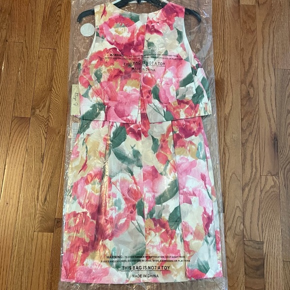 Eliza J Watercolor Pink Floral Sleeveless Popover Sheath Dress 8 M Easter - Picture 6 of 6